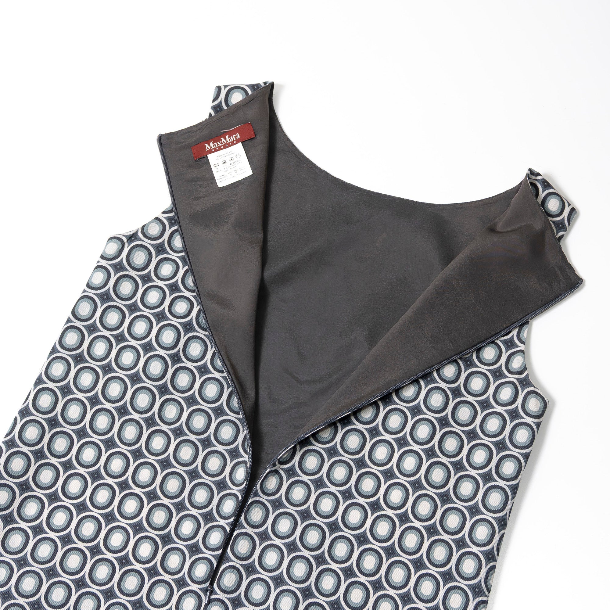 マックスマーラ Max Mara STUDIO ノースリーブワンピース 総柄 レディース 40 165/88A ひざ丈ワンピース 裏地あり コットン レーヨン